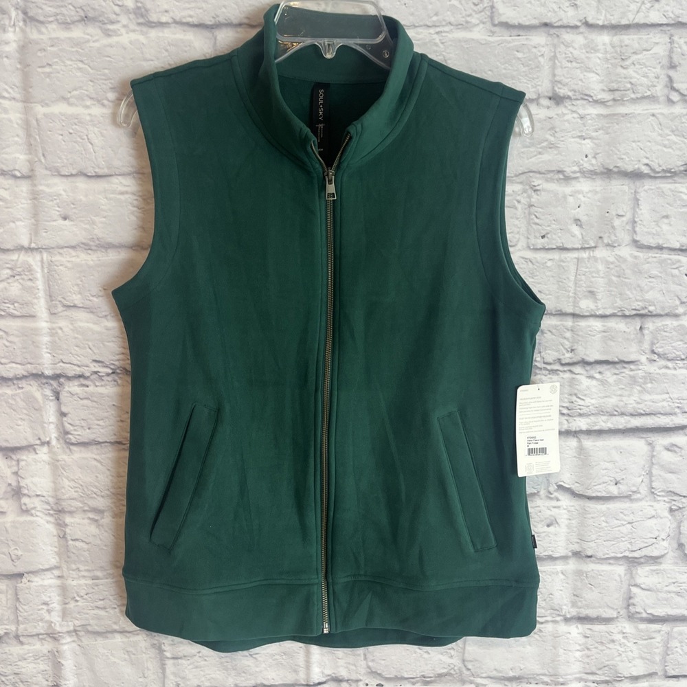 Soul & Sky NWT Stitch Fix Women's  Gorpcore Velour Green Vest Size Medium
